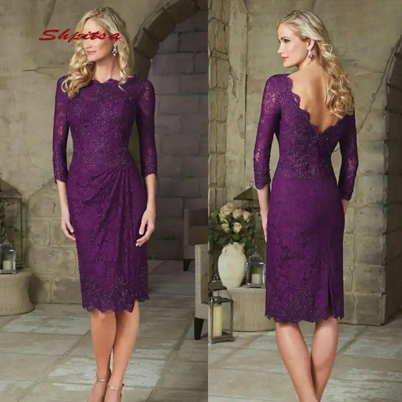 purple dresses for weddings knee length