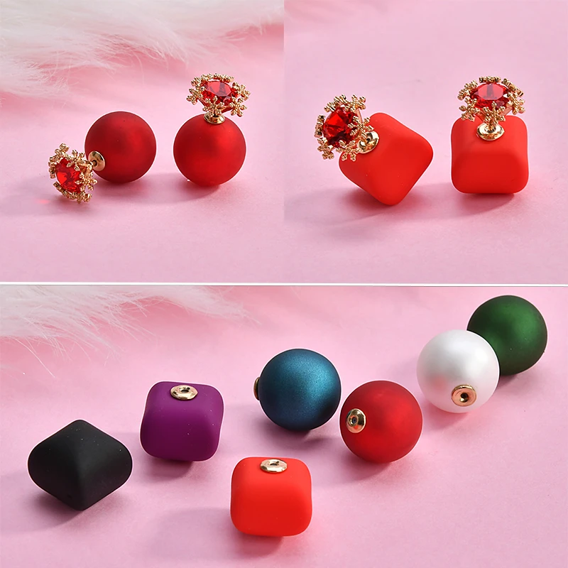 

Korean net red temperament new year square round earplug DIY earrings material accessories