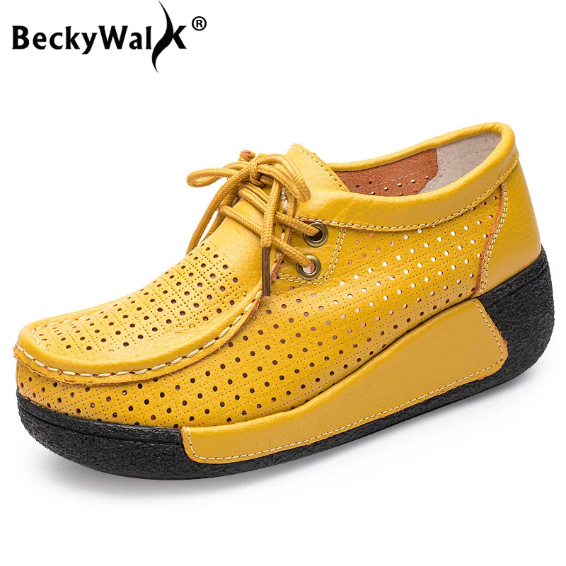 BeckyWalk 2019 الربيع النساء حقيقية أحذية من الجلد المرأة منصة أحذية رياضية القواطع الصيف الدانتيل يصل الأخفاف أحذية امرأة WSH2732 BeckyWalk 2019 الربيع النساء حقيقية أحذية من الجلد المرأة منصة أحذية رياضية القواطع الصيف الدانتيل يصل الأخفاف أحذية امرأة WSH2732