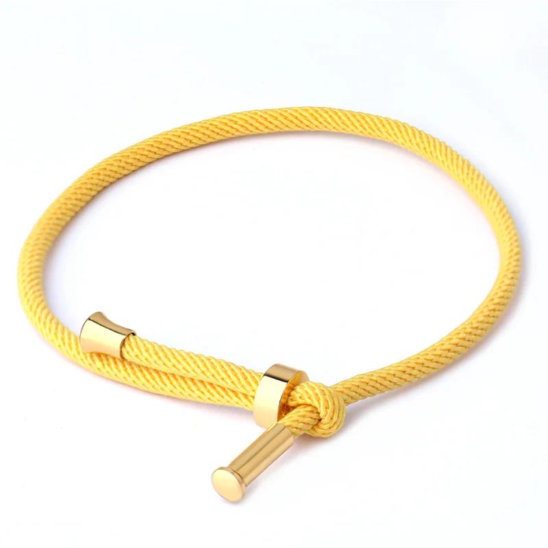Модный браслет с нитью, 20 цветов, красный, зеленый, ручной работы, веревочный браслет для женщин и мужчин, ювелирные изделия для влюбленных пар - Окраска металла: Yellow