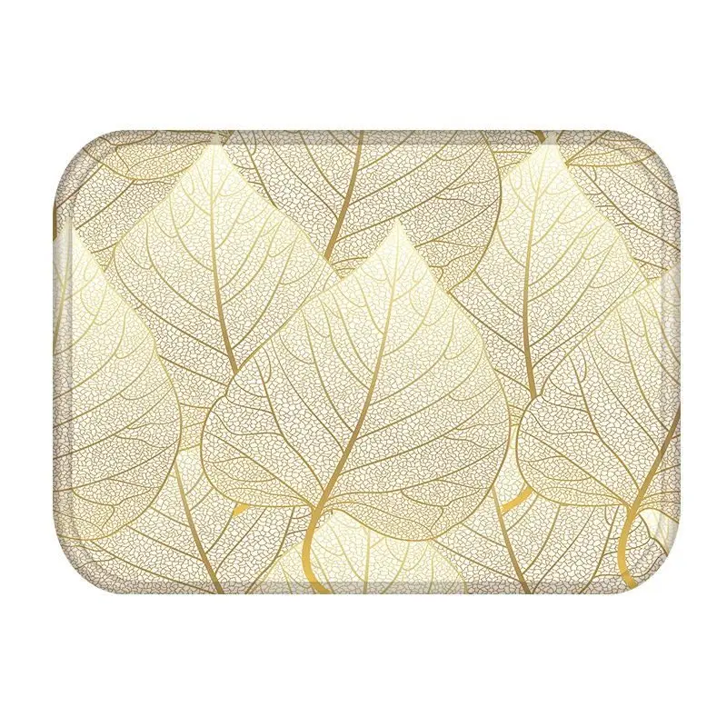 Golden Tropical Leaves Kitchen Entrance Door Mat Coral Velvet Carpet Rubber Colorful Indoor Floor Mats Non-Anti-Slip Rug 48255 - Цвет: 2DD-48255-013