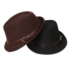 FS Классическая Осенняя зимняя мужская шерстяная шляпа, джазовая фетровая шляпа с поясом, женские шляпы с широкими полями, Черные Серые коричневые фетровые шляпы джентльмена