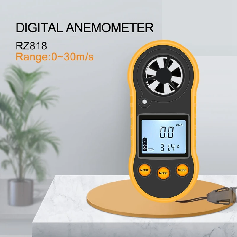 Rz818 анемометры Анемометр ЖК-цифровой анемометр переносной Анемометр Датчик скорости ветра 0-30 м/с Анемометр