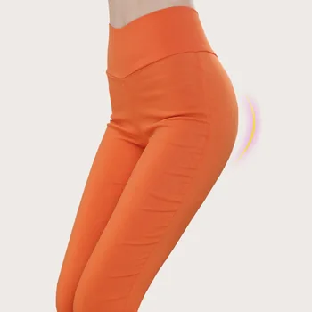 high waisted elastic trousers