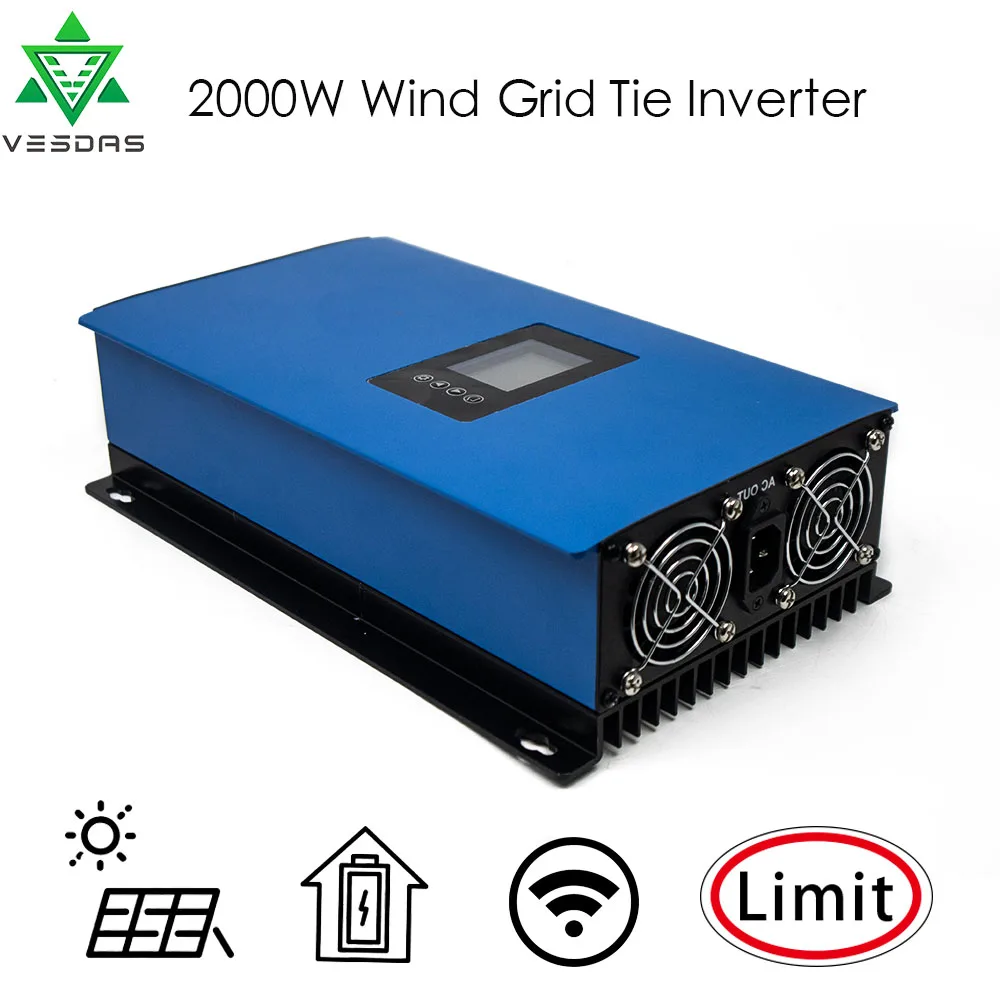 

2000W New Technology MPPT Gird Tie Wind Inverter with LED Display for Wind Turbine with Limiter AC 48V for 110v/220V Auto