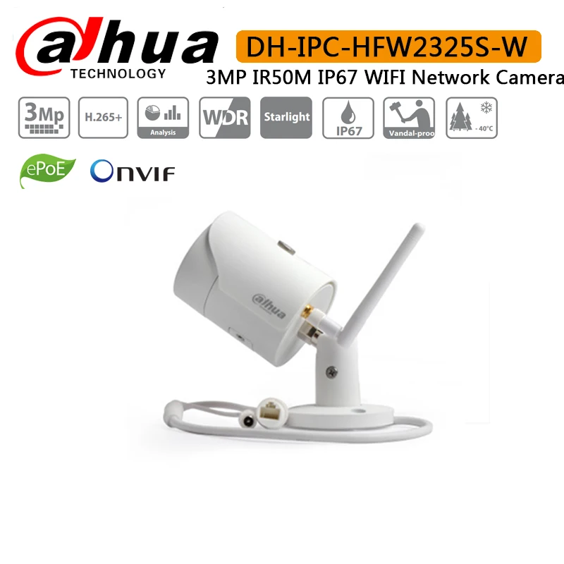 Оригинальный Dahua IPC HFW2325S W 3MP IR50M встроенный WIFI слот для sd карты сетевая наружная