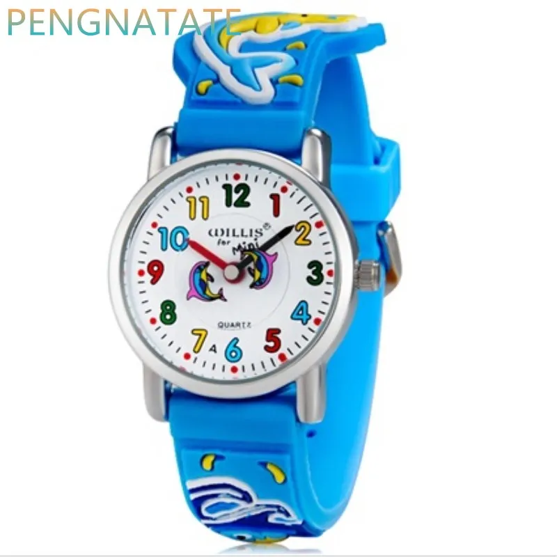 Willis 3D часы с футбольной тематикой с резиновым ремешком кварцевые детские часы для учеников начальной школы Роскошные брендовые водонепроницаемые детские часы - Цвет: 15