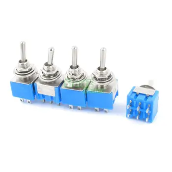 

5Pcs DPDT ON-ON 2 Positions 6-pin Latching Miniature Toggle Switch AC 125V 6A