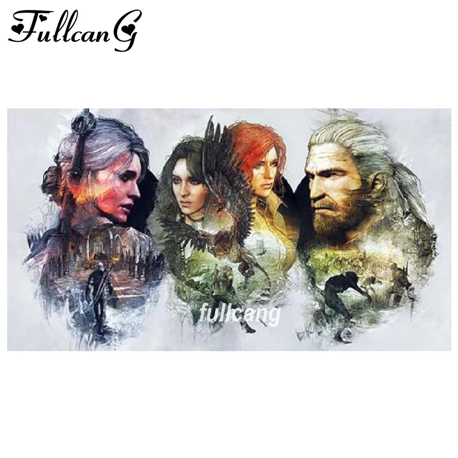 

FULLCANG diy diamond embroidery movie geralt the witcher mosaic 5d diamond painting cross stitch full square drill D908