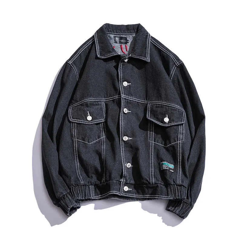 Be.YuMiao High-Street Men Ripped Ribbon jeans Jackets washed patchwork Man Slim Fit Streetwear HipHop Vintage Jacket | Мужская одежда