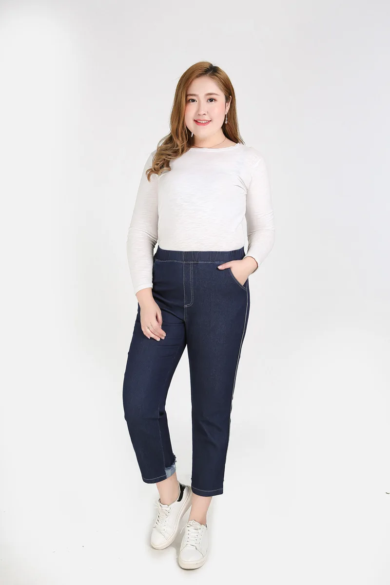 TUHAO офисные женские туфли Жан плюс размеры 9XL 8XL 7XL 6XL эластичный пояс джинсовые узкие джинсы повседневные штаны для женщин Джинс