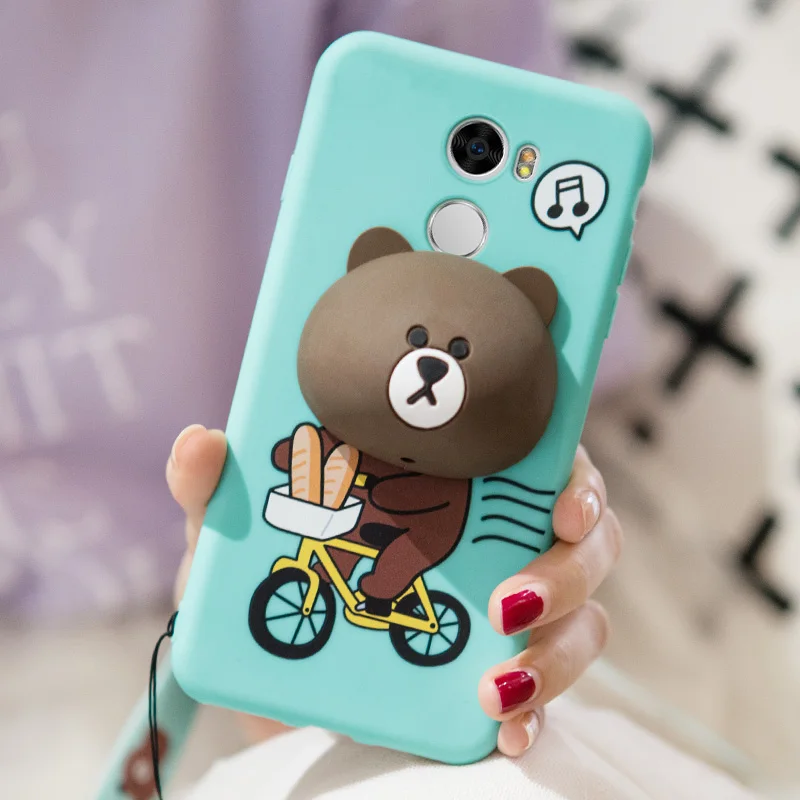 Xiaomi Redmi 4 Cartoon case ALIVO 3D bear rabbit Silicon Fitted Case with Winding headphone cable for xiaomi redmi pro Cover |