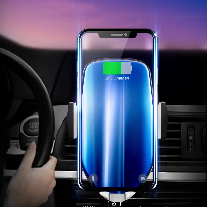 Car Mount Wireless Charger Air Vent Automatic Clamping Car Phone Holder 360 Degree Rotation Charging Bracket For iphone Android