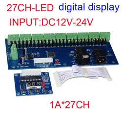 27 канал DMX512 контроллер RGB есть цифровой дисплей 9 группах RGB 27CH DMX512 декодер DC12-24V вход