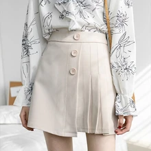 Женские Новые Высокая талия плиссированная юбка студент Лето стандартная юбка с шорты для женщин под ним