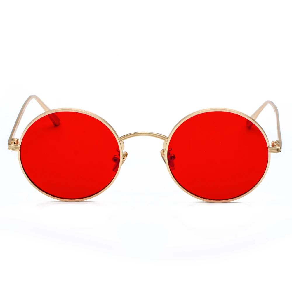 Peekaboo gold round metal frame sunglasses men retro 2018 summer style women red lens sun glasses unisex yellow pink black