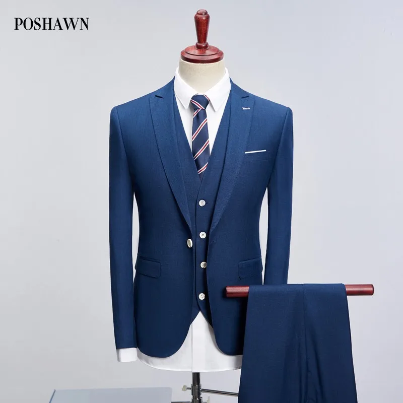 POSHAWN 2018 Slim Fit Для мужчин Свадебный костюм комплект с брюками корейский стиль