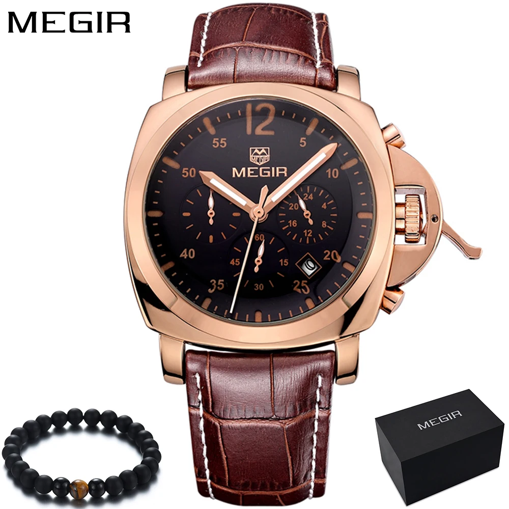 

Quartz Watch Men MEGIR Top Brand Luxury Famous Wristwatches Male Clock Leather Watch Business Fashion Casual Dress Watches