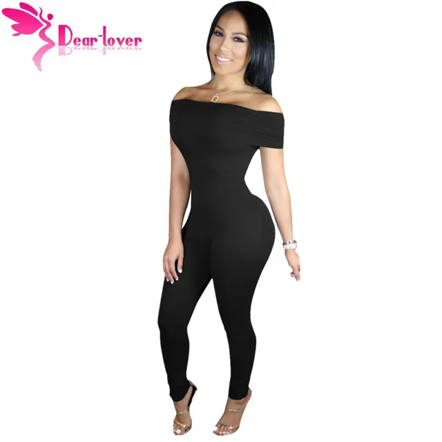 off the shoulder fitted jumpsuit