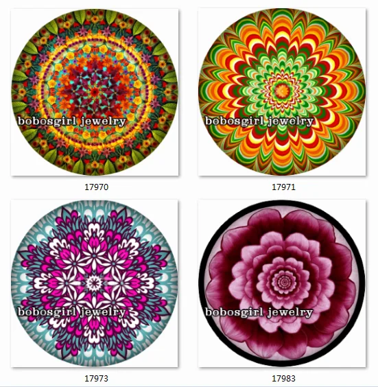 

SN1042 Mandala Flower snap button Jewelry Charm photo glass cabochon