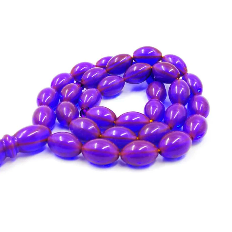 Purple Resin Tasbih 33 Beads Muslim rosary Metal tassel Special Misbaha Islam bracelet Man's tesbih