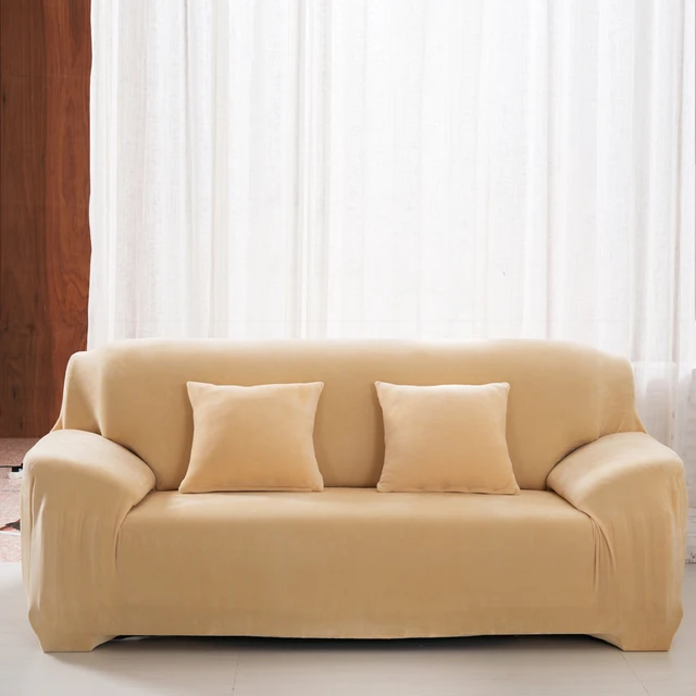 Us 25 56 33 Off Thicken Plush Sofa Cover Solid Colour Chair Loveseat Couch Washable Slipcover Home Office Hotel Decoration In
