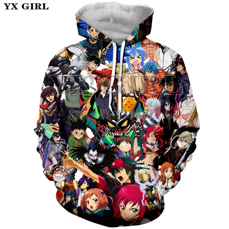 

YX Girl 2018 Autumn Pullover Cartoon Anime Character 3d Print Hoodies Hooded Sweatshirt Men/Women Casual Hoodie Streetwear
