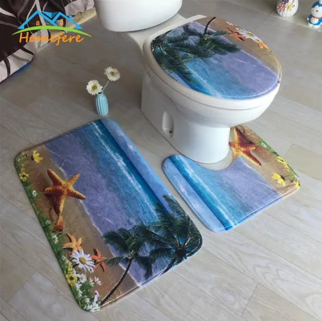 Набор ковриков для ванной из 3 предметов, фланелевый Противоскользящий кухонный коврик для ванной комнаты, коврик для туалета, влагопоглащающая поверхность для ванной комнаты - Color: Type 5