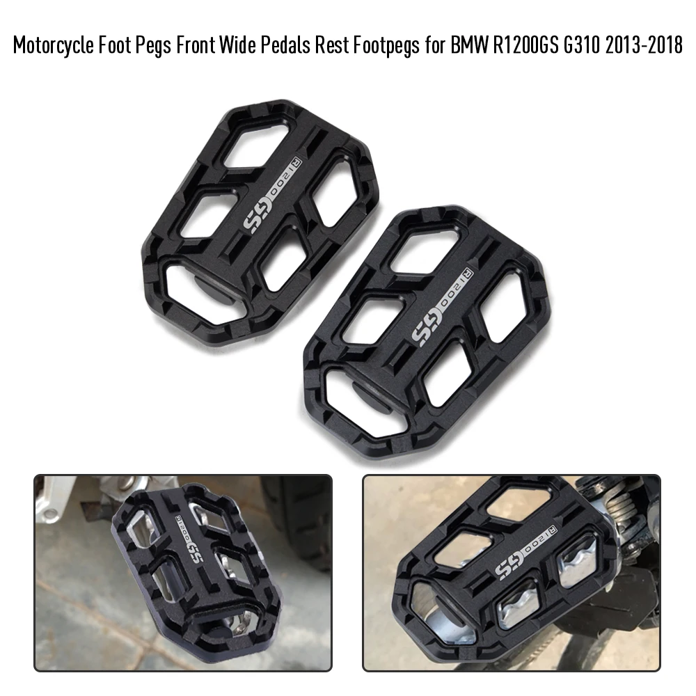 

Motorcycle Foot Pegs Front Billet Wide Pedals Rest Footpegs for BMW R1200GS G310 2013-2018
