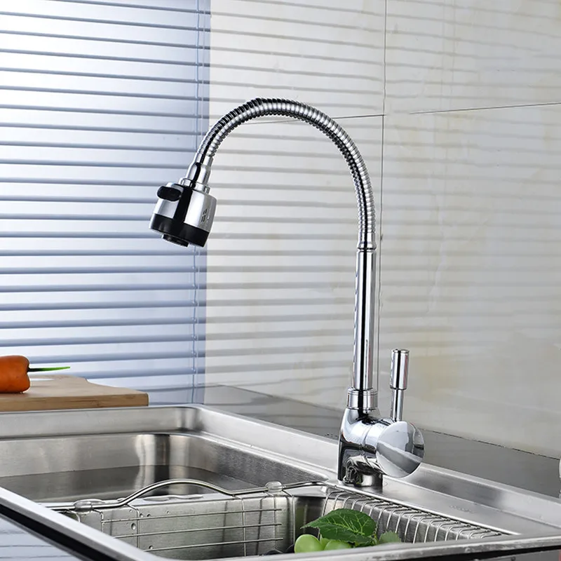 Chrome Kitchen Sink Faucet Large Universal Pipe Bend Water Tap Solid