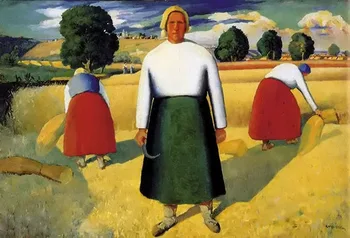 

Famous handmade painting Russian painting Kasimir Malevich- Reapers on oil canvas for room decor and wallpapaer