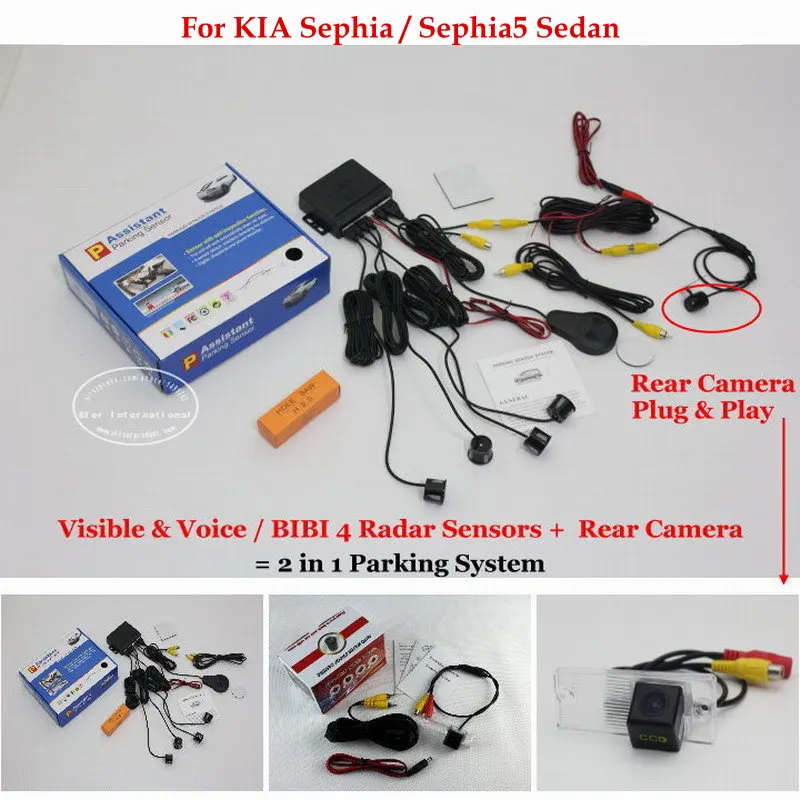 

Liislee For KIA Sephia / Sephia5 Sedan - Car Parking Sensors + Rear View Camera = 2 in 1 Visual / BIBI Alarm Parking System