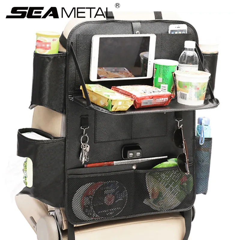 Автомобильный органайзер для заднего сиденья, сумка для хранения с сенсорным держателем для планшета, 11 карманов для хранения, 4 USB для путешествий для детей