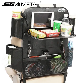 

Car Backseat Organizer Bags Car Seat Protector Storage Bag With Touch Tablet Holder 11 Storage Pockets 4 USB Car Travel For Kids