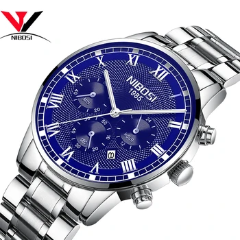 

NIBOSI Relogio Masculino Men Watch Chronograph Stainless Steel Watches Men Waterproof Quartz Watch Luxury Casual Business Clock