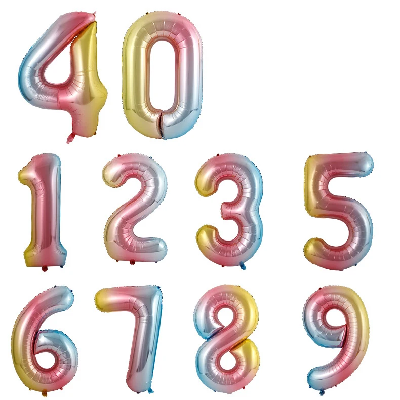 40 дюймов Большой размер цифра фольга 0 1 2 3 4 5 6 7 8 9 Воздушные шары Свадебные С Днем Рождения украшения фиолетовый розовый Золотой Серебряный балон - Цвет: Gradient color