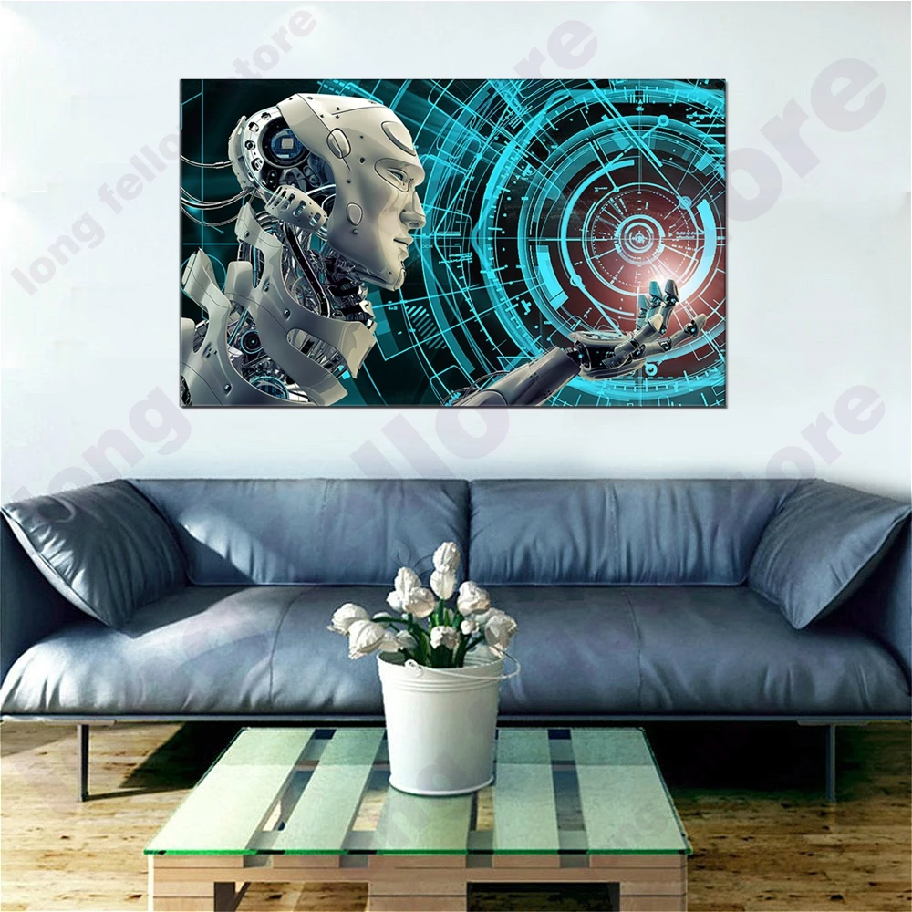 

Artwork High-tech Robot Program Poster HD Print Animation Cartoon Canvas Print Wall Art Picture for Living Room Home Wall Decor