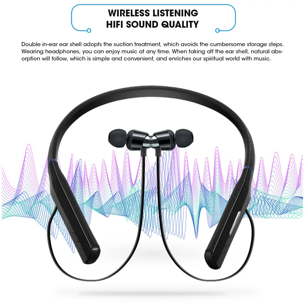 Модные наушники с креплением на шею металлические вкладыши Bluetooth спортивные