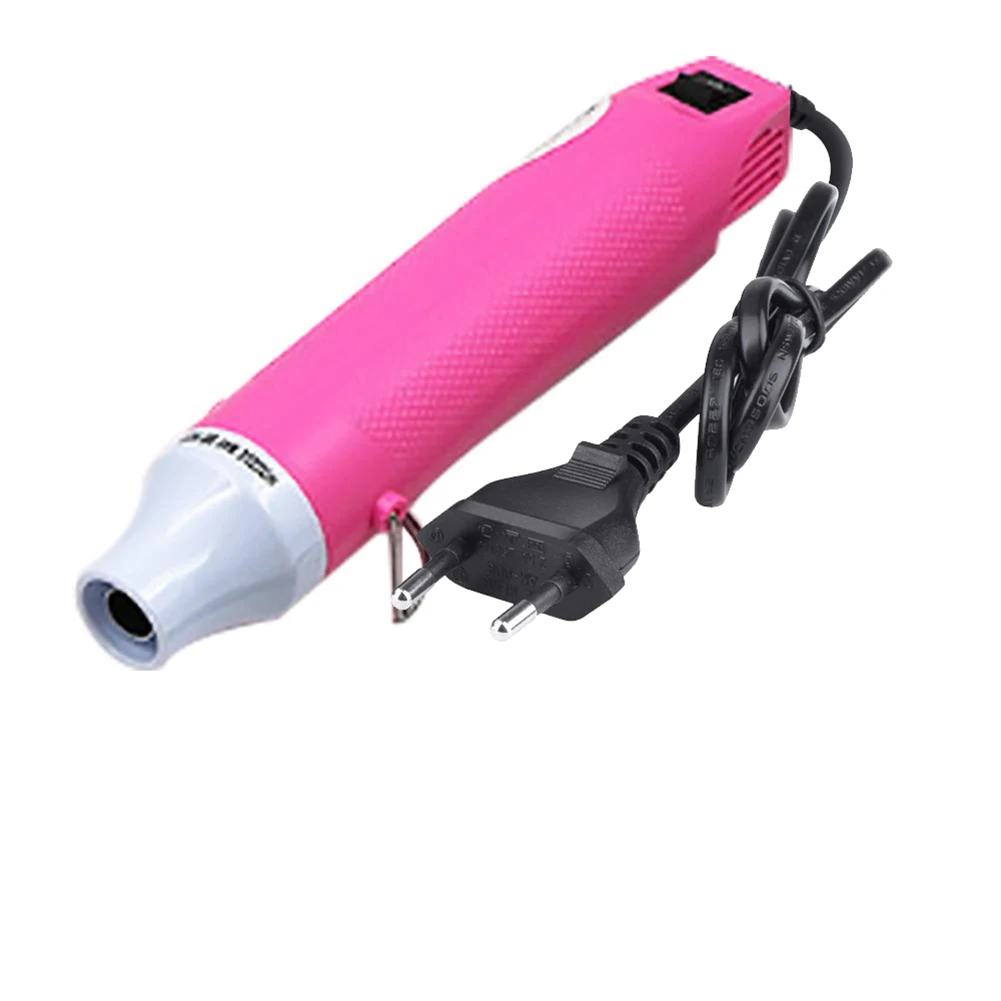 pink EU plug 220V 220 В/110 В Тепловая пушка, Электрический электроинструмент, горячий воздух, 300 Вт, температура, сделай сам, горячий воздушный пистолет, США/ЕС, регулирующая вилка - Цвет: pink EU plug 220V