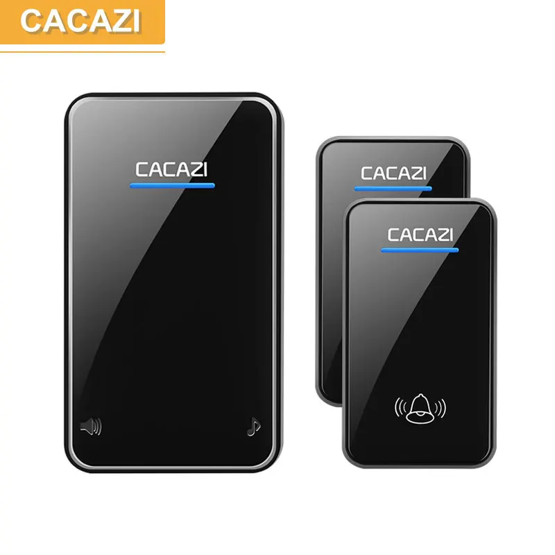 

CACAZI wireless doorbell newest waterproof LED AC 100-240V door bell 300M remote 48 rings 6 volume door chime EU/US/UK/AU plug