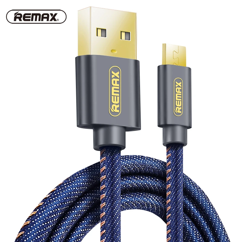 Remax Micro USB Cable de datos 1,8 m/1,2 m 2.1A sincronización de carga transferencia de datos Cable de teléfono de mezclilla cargador Micro Usb Cable para Samsung