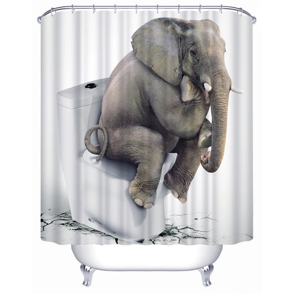 Рождественская занавеска для душа с изображением слона, водостойкая ткань для ванной комнаты