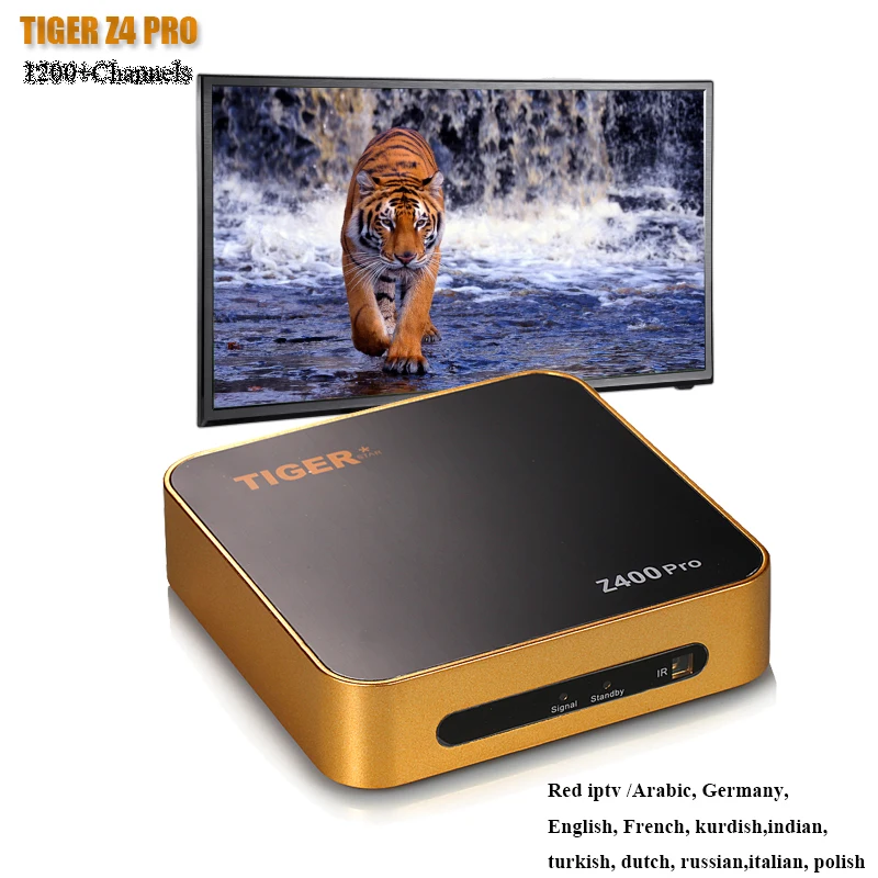 

TIGER Z400PRO Arabic IPTV 1 Year Subsription Satellite TV Receiver Support 4K Display