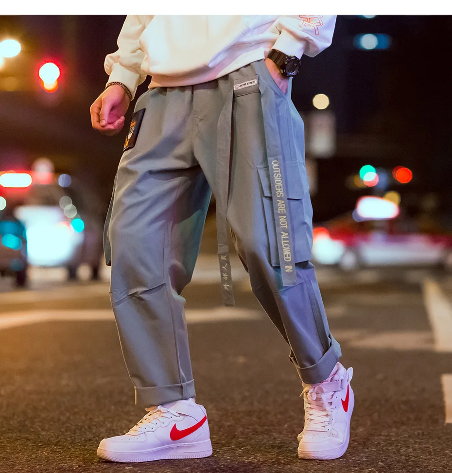Мода 2019 г. для мужчин бегунов хип хоп шаровары повседневные штаны ленты письмо вышивка повседневные штаны Популярные розовые брюки карго