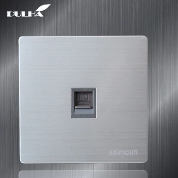 

Single Port Computer Wall Data Socket Electric RJ45 Network Internet Jack Cat5 Plug Outlet Luxury Stainless Steel Satin Metal