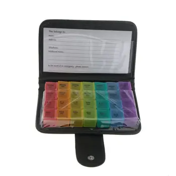 

TFBC-7 Days Tablet Box Weeks Drug Dose Dispenser 7 Days Pill Box 4 Trays / Day Tablet Can Travel Holiday Pill Box