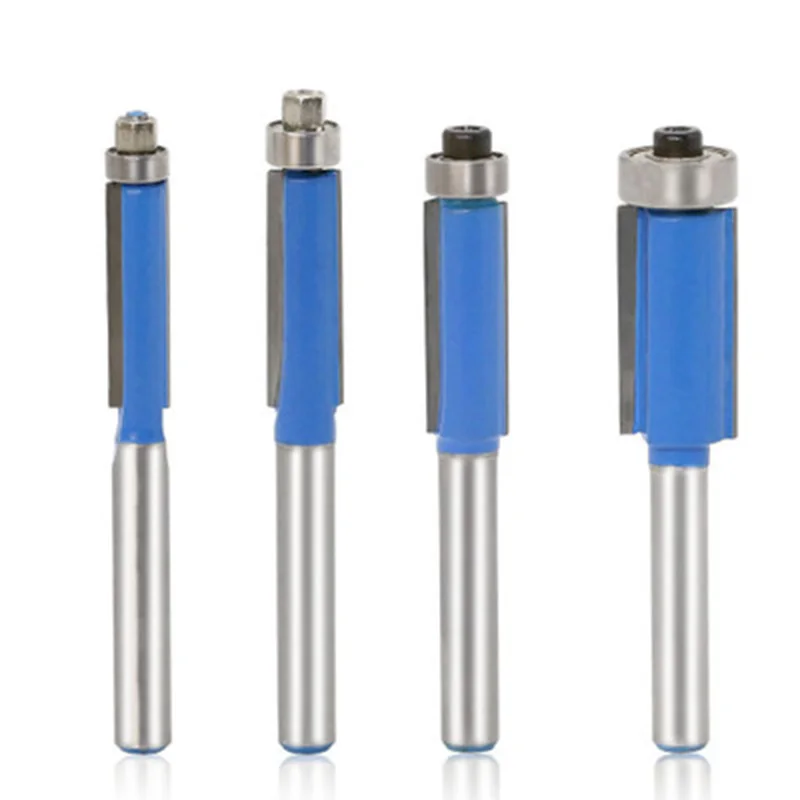 

4pcs Wood Edge Cutting End Dual Flute Bearing Cutter Bit Tool Flush Trim Router