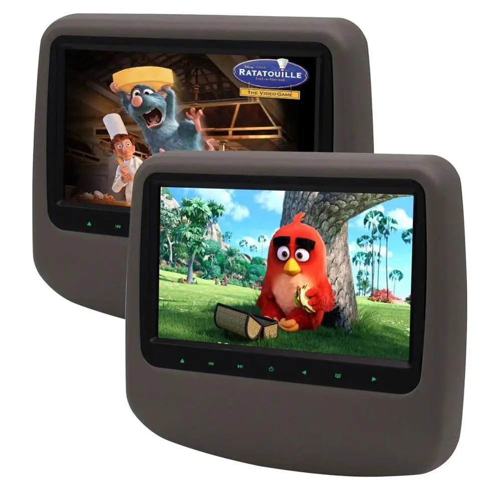 

Twin Car PC pillow CD DVD Player Headrest Monitor 9 Inch Digital TFT LCD Screen Touch Keys Remote 32 Bits Game Disc HDMI Input