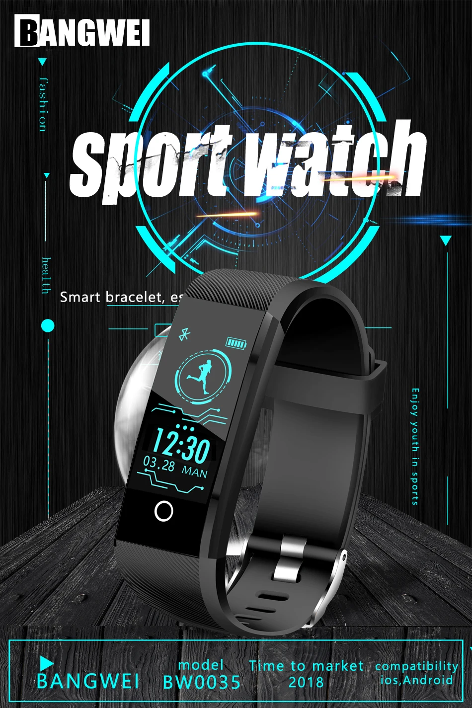 2019New Smartwatch для мужчин фитнес трекер Шагомер Спортивные Часы Приборы для измерения артериального давления сердечного ритма мониторы для