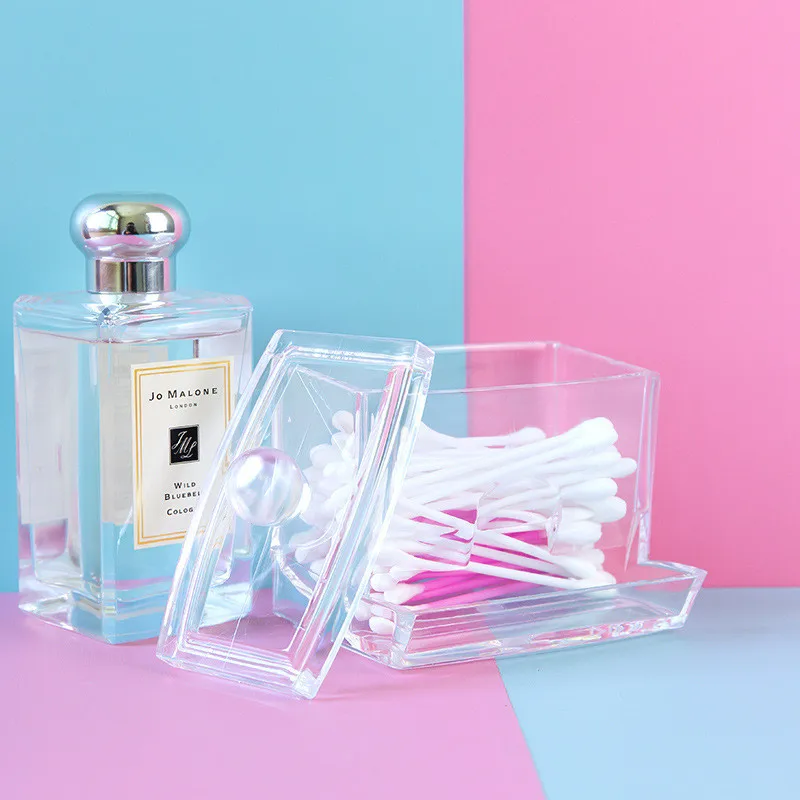 Storage Holders  Acrylic Container Make Up organizer Transparent Cotton Swab Storage Box Storage Case Portable Container Makeup